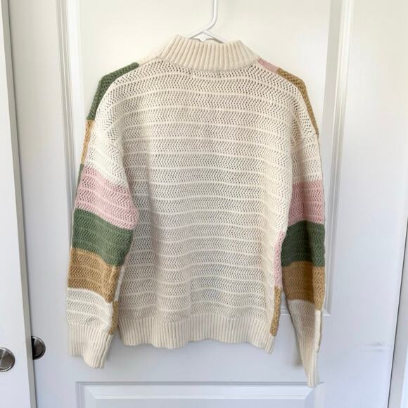 NWT GREYLIN Gwen Patchwork Knit Mock Neck Colorblock Fall Sweater Medium - Picture 3 of 7
